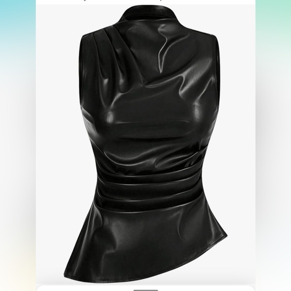 Sleek Black Sleeveless Top - Picture 1 of 5